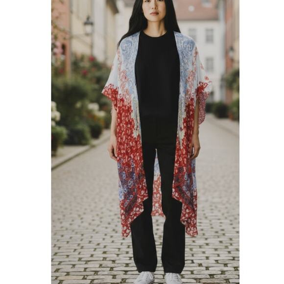 Altar'd State Multi Color Bohemian Midi Kimono OS - Picture 4 of 12
